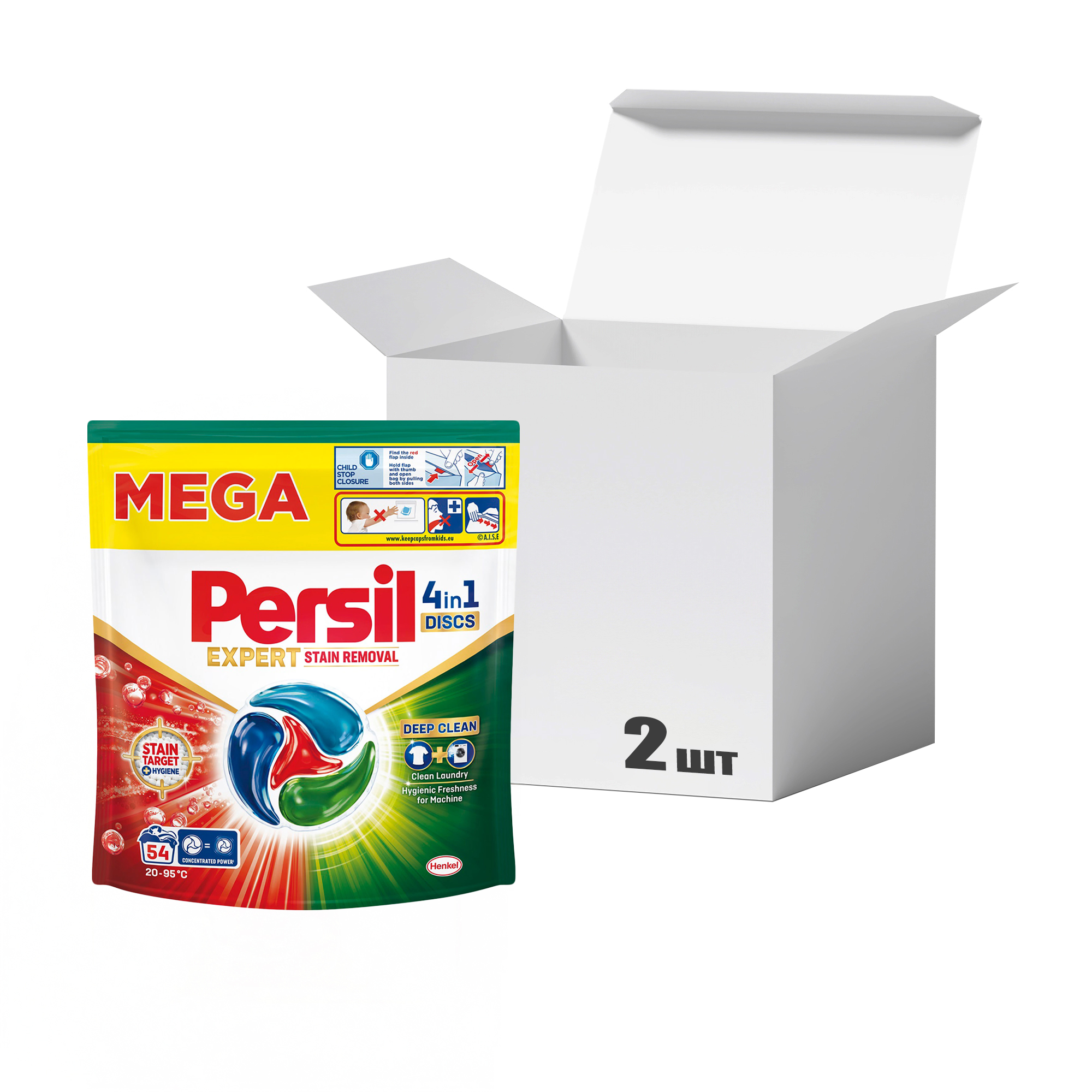 Упаковка дисків для прання Persil Expert Stain Removal 4 in 1 Discs Deep Clean, 54 цикли прання, 54 шт * 2 шт